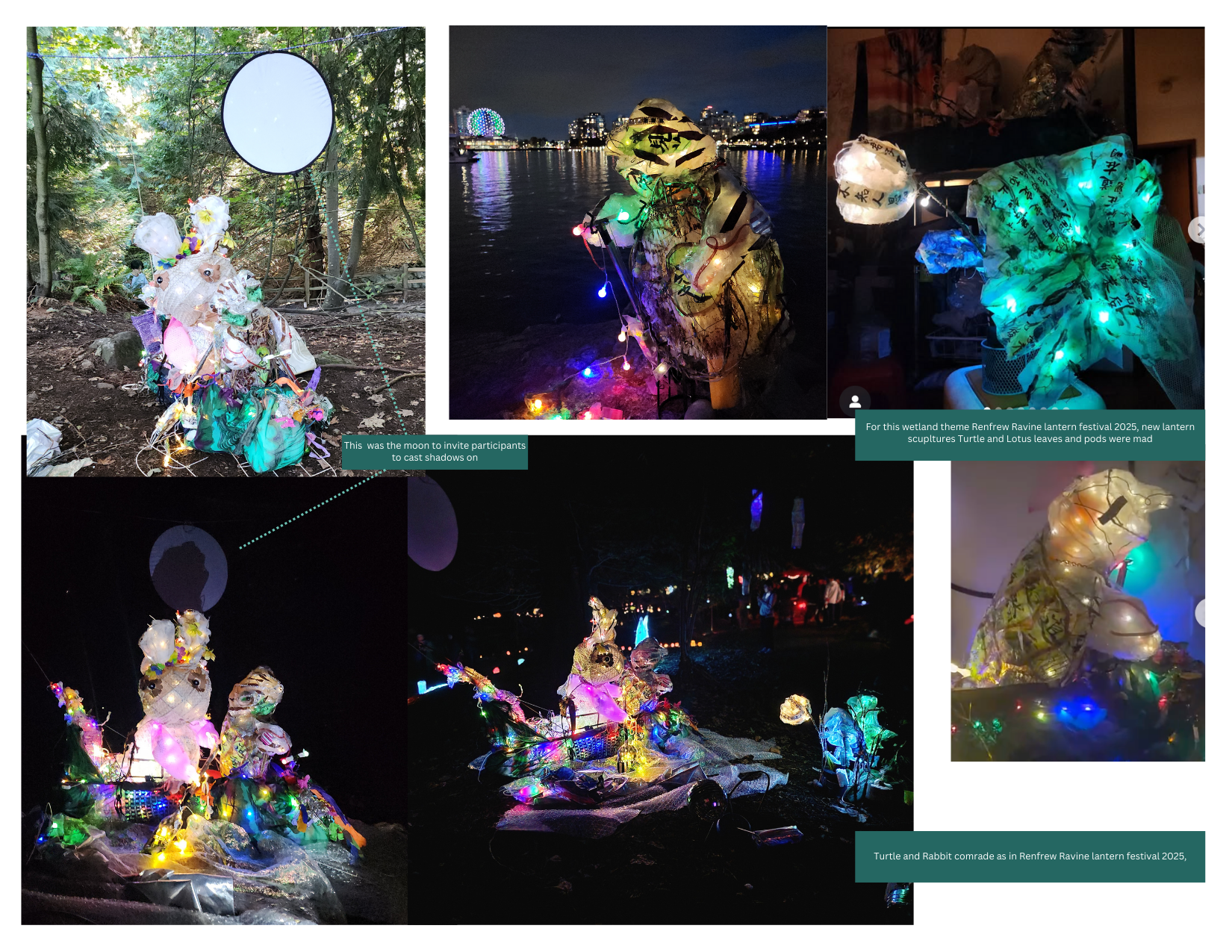 Lantern installation, Turtle and Rabbit - Moonlit Vonyage Comrade, Renfrew Ravine Moon Festival 2025